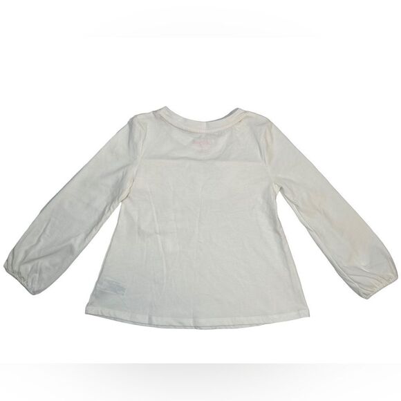 NWT Cat & Jack 4t White Long Sleeve Eyelet Ruffle Top Shirt Plain Solid Formal - Picture 5 of 7